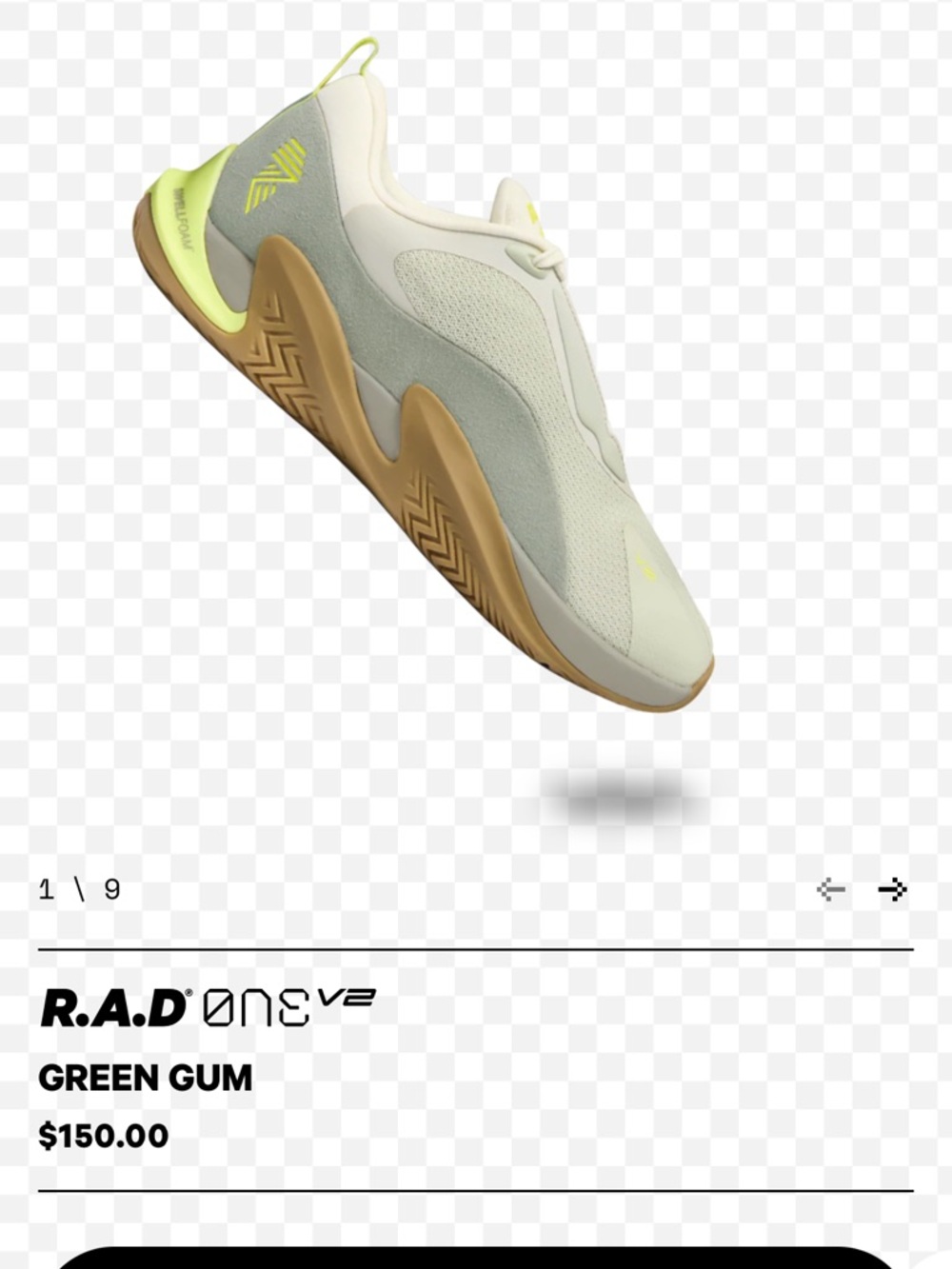 R.A.D One v2 Athletic Sneaker — Green Gum